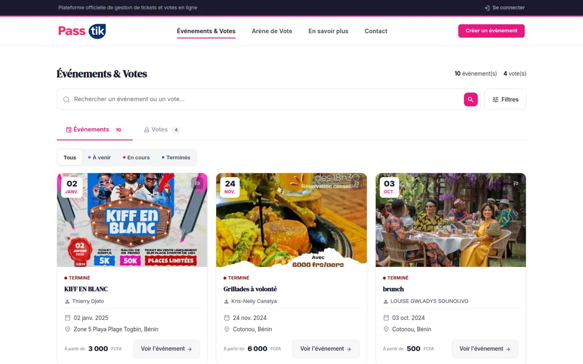 Aperçu du site Passtik